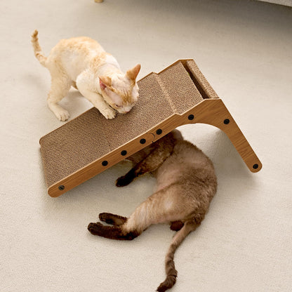 EHEYCIGA Cardboard Cat Scratcher for Indoor Cats, 68 CM L Shaped Vertical Cat Scratching Pad with Ball Cat Toy, Large Cat Scratcher Board