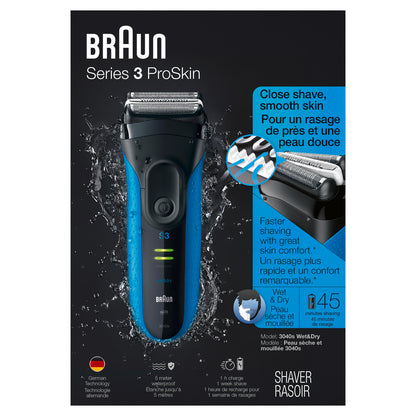 Braun Series 3 ProSkin 3040s Rechargeable Wet & Dry Men's Electric Shaver with Precision Trimmer - Available at All In One Marketplace Canada