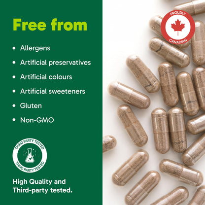 Organika Canadian-Made Korean Red Ginseng - 6 Year Old Roots, Energy Support, Stress Support, Warming Effect- 200caps Organika