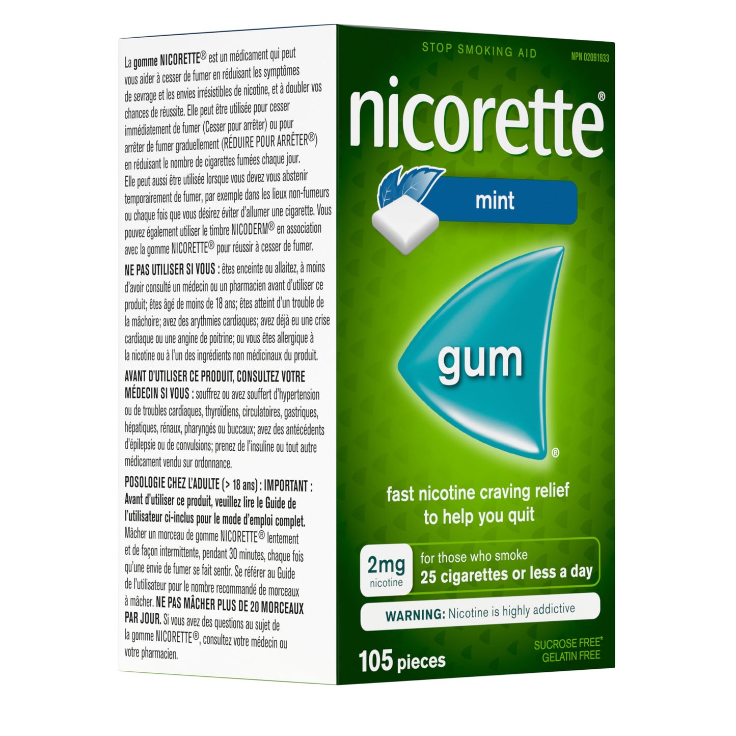Nicorette Gum, Extreme Chill Mint, 2 mg, 105 Count Nicorette