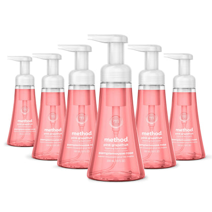 Method Foaming Hand Soap, Biodegradable Formula with Foaming Soap Dispenser Made of 100% Recycled Plastic, Pink Grapefruit Scent, 300 ml Soap Pump Bottles, 6 Pack Method