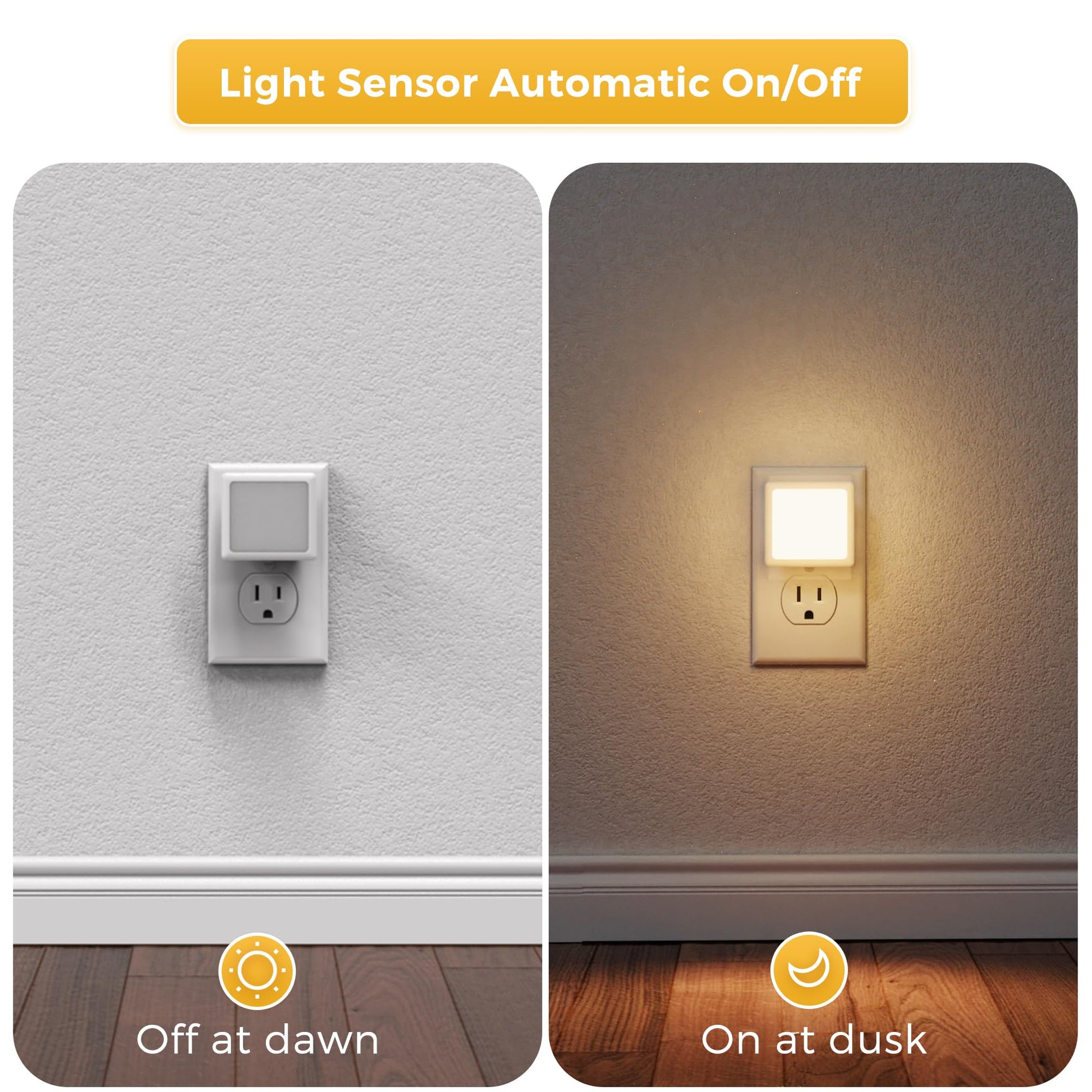 Night Lights Plug into Wall 2 Pack, L LOHAS LED Night Light with Dusk to Dawn Sensor, 3000K Soft White Nightlight, Non-Dim