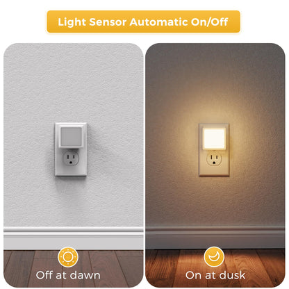 Night Lights Plug into Wall 2 Pack, L LOHAS LED Night Light with Dusk to Dawn Sensor, 3000K Soft White Nightlight, Non-Dim