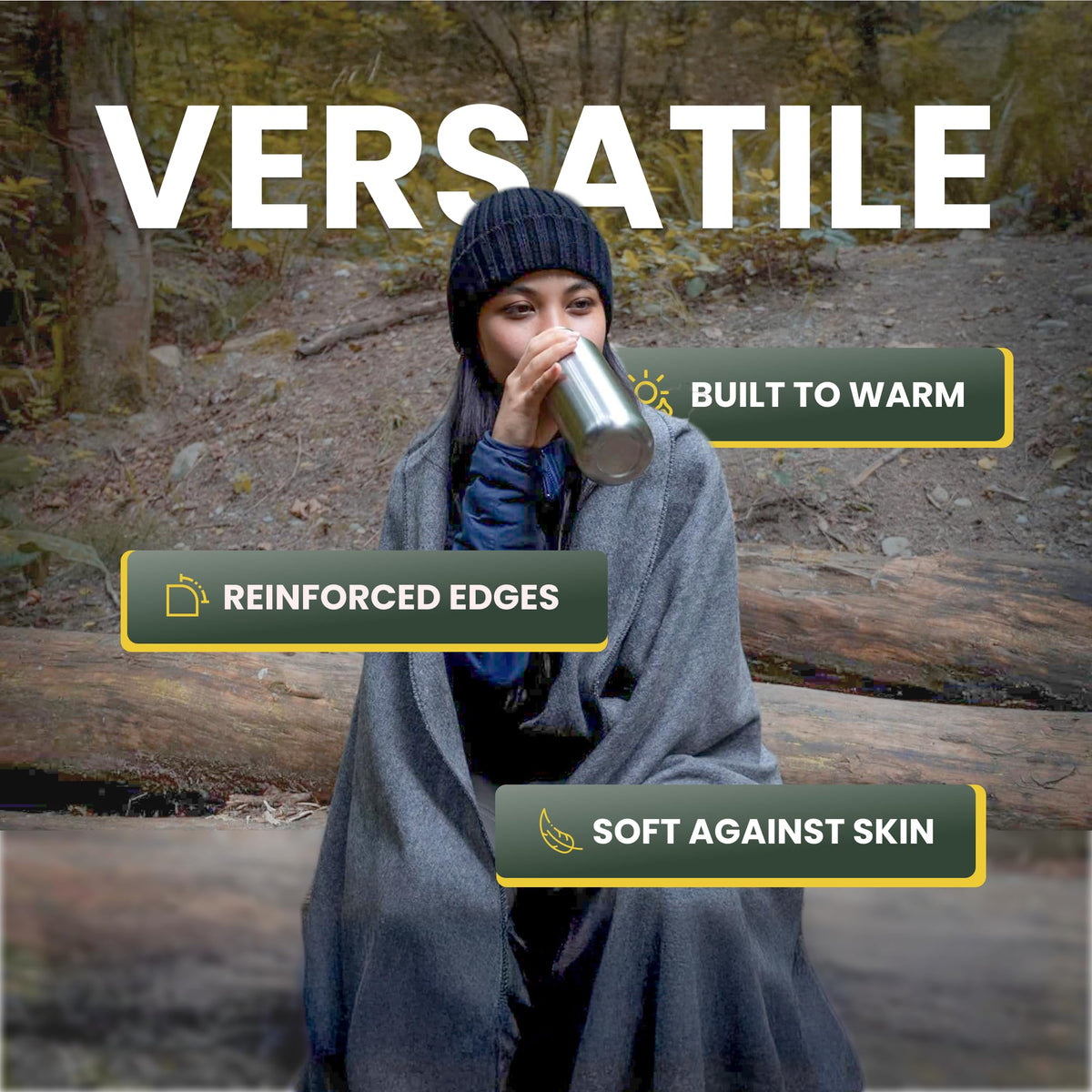 72HRS 51” x 80” Wool Blanket Camping Essentials 2 lbs (50% Wool, 1 Pack) 🍁 All In One Marketplace Canada