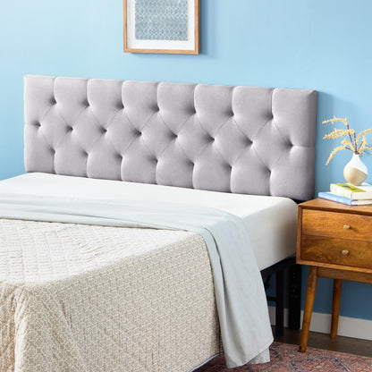 LUCID Mid-Rise Upholstered Headboard - Adjustable Height From 34” to 46” - Queen - Stone