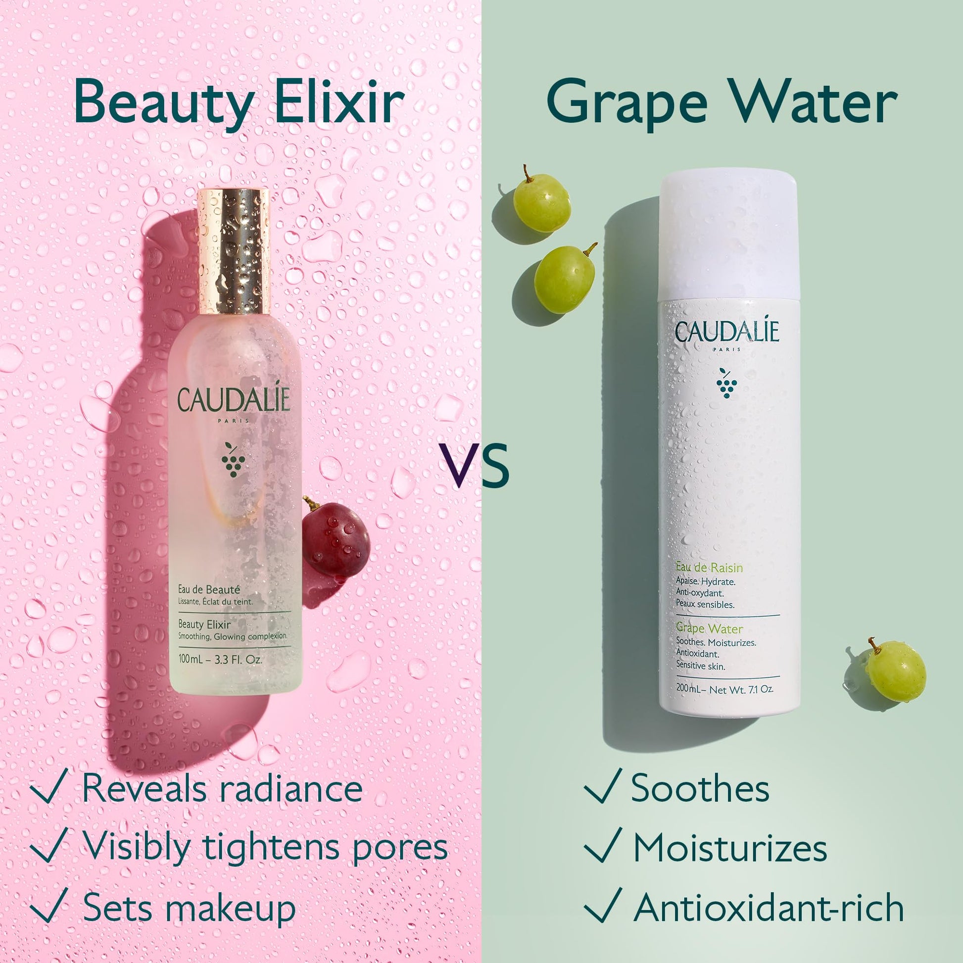 Caudalie Beauty Elixir Face Mist: Toner That Tightens Pores + Reduces Dullness + Sets Makeup - 30 mL - Available at All In One Marketplace Canada