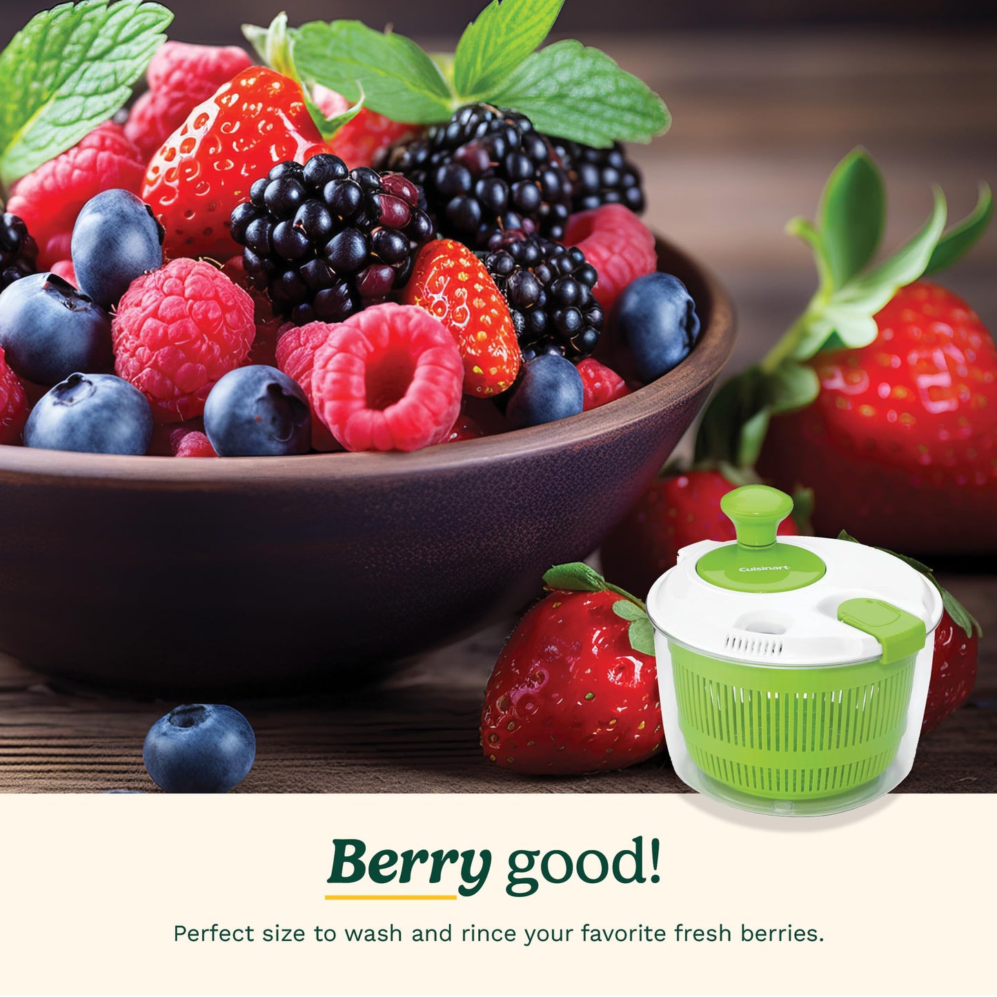 Cuisinart Salad Spinner with Easy-to-Spin Knob, 3-Qt Capacity (CTG-00-SSASC)