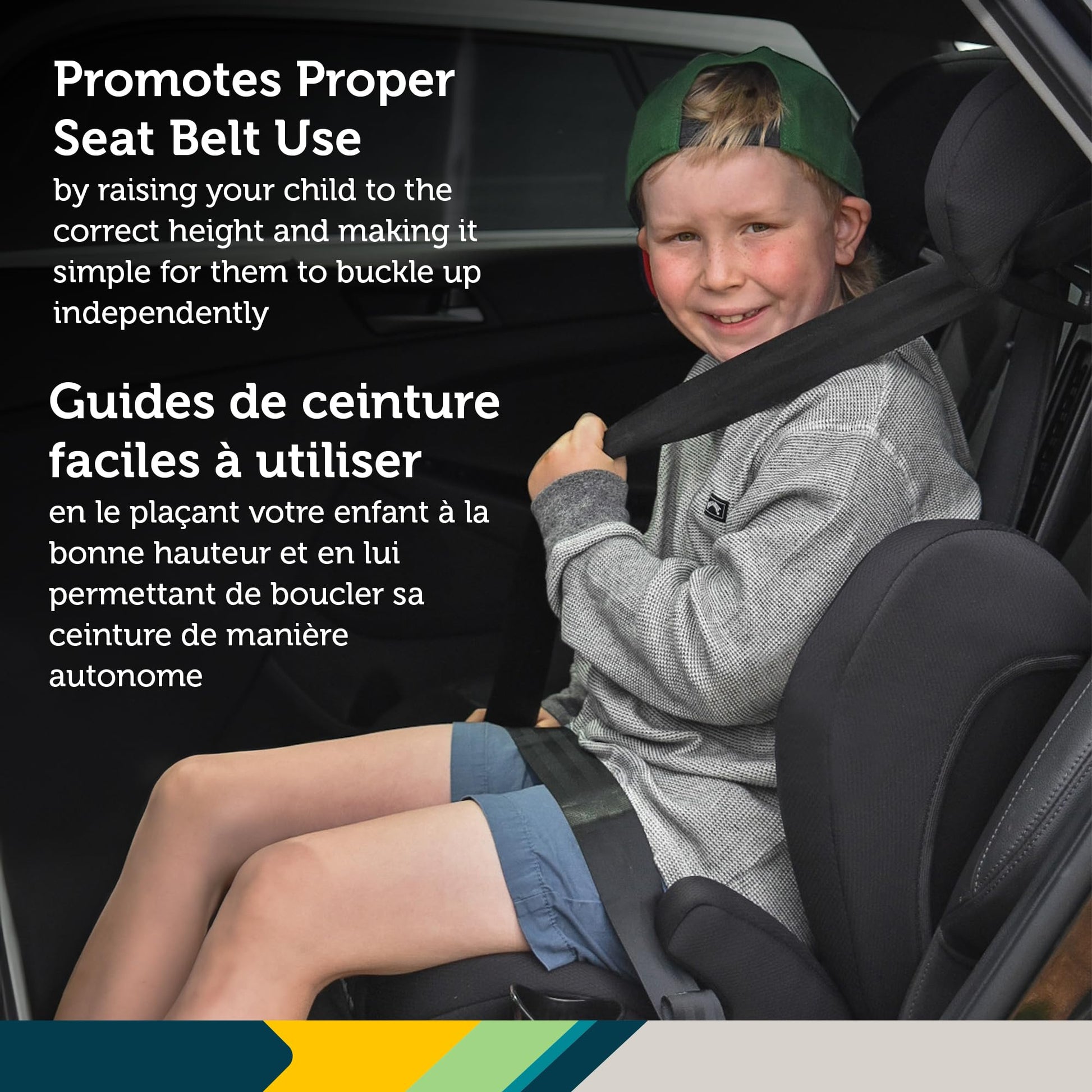 Safety 1st Growmate 2-in-1 Belt-Positioning Booster Car Seat, High-Back to Backless, Slim & Lightweight, Fits 3 Across, Adjustable Headrest - Hexagon Horizon Safety 1st