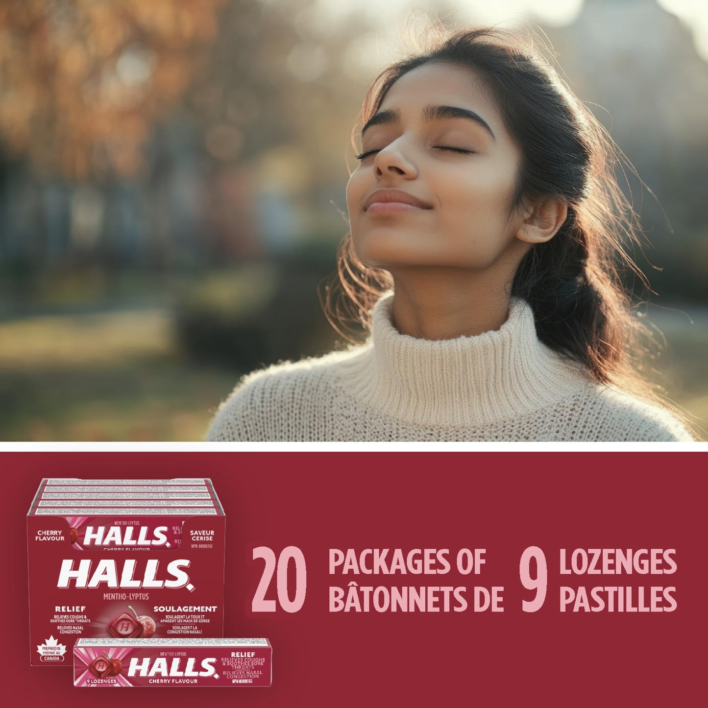 HALLS Cherry Cough Drops – 20 Packs of 9 Lozenges for Sore Throat & Cough Relief