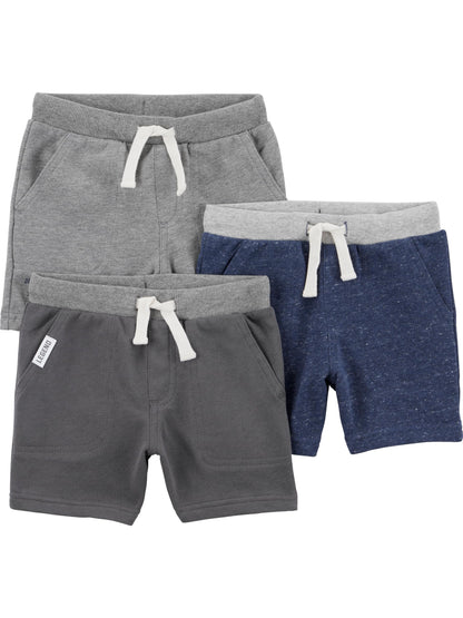 Simple Joys by Carter's Boys' Toddler Multi-Pack Knit Shorts, Navy Heather/Charcoal Heather/Gray, 2T Simple Joys by Carter's