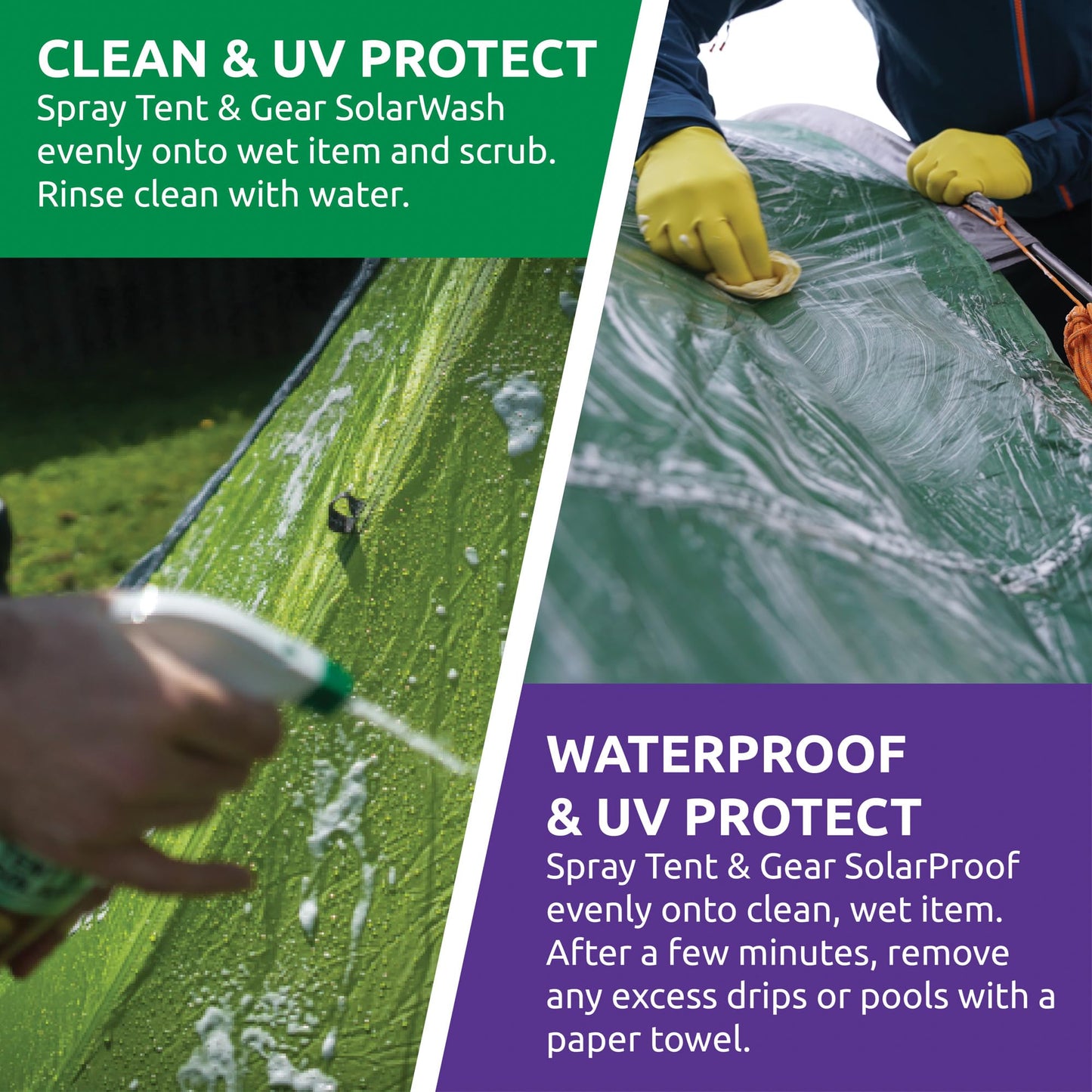 Nikwax Tent & Gear, Tent & Gear Duo-Pack, 500ml, SolarWash & SolarProof, Cleaning & Waterproofing Spray, Cleaner, Restores DWR Water Repellency on Outdoor Fabric, Rain Fly, Backpacks 🍁 All In One Marketplace Canada