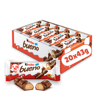 Kinder Bueno Milk Chocolate Hazelnut Wafer Bars - 2 Pack (43g)