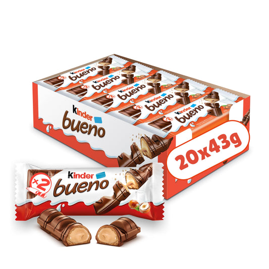 Kinder Bueno Milk Chocolate Hazelnut Wafer Bars - 2 Pack (43g)