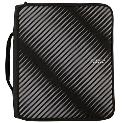 Five Star Zipper Binder, 2 Inch 3 Ring Binder, 6-Pocket Expanding File, Durable, Black (72536)