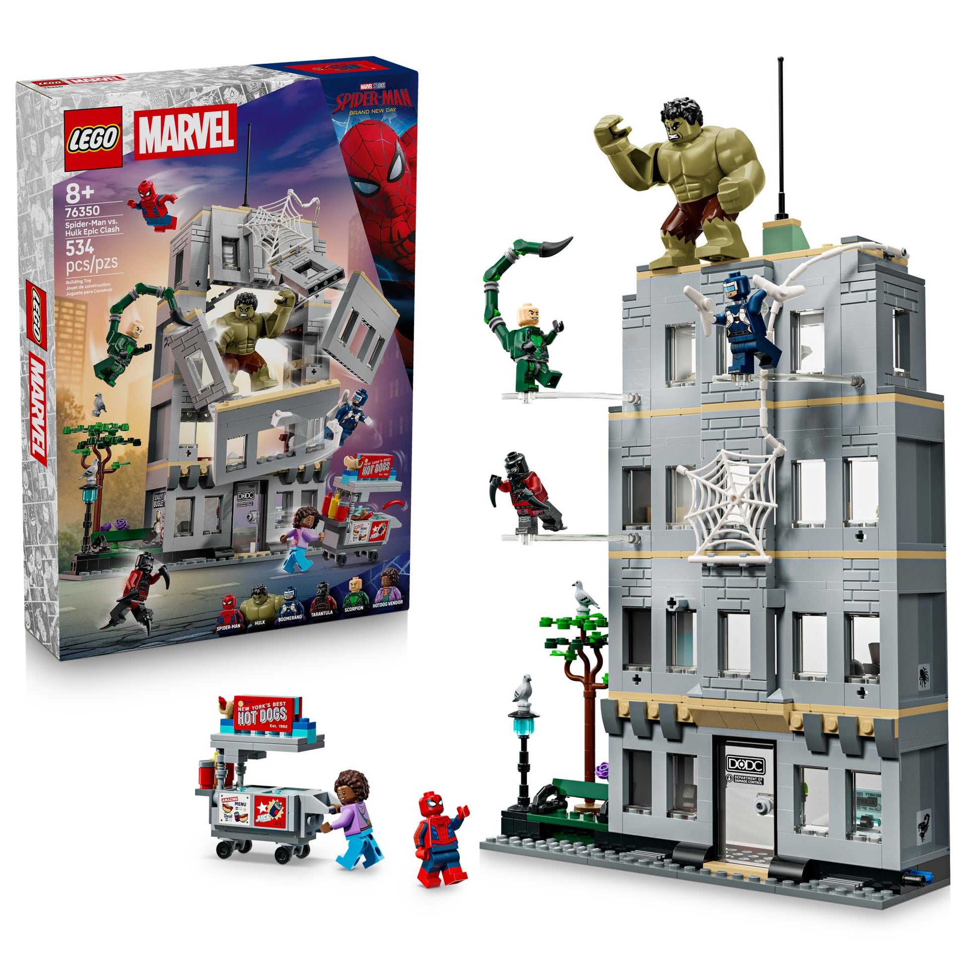 LEGO Marvel Spider-Man vs Hulk Epic Clash - Super Hero Building Toy for Boys & Girls, Ages 8+ - Includes 5 Minifigures & Hulk Figure - Spiderman Toy for Fans - Gift for Birthdays - 76350 LEGO
