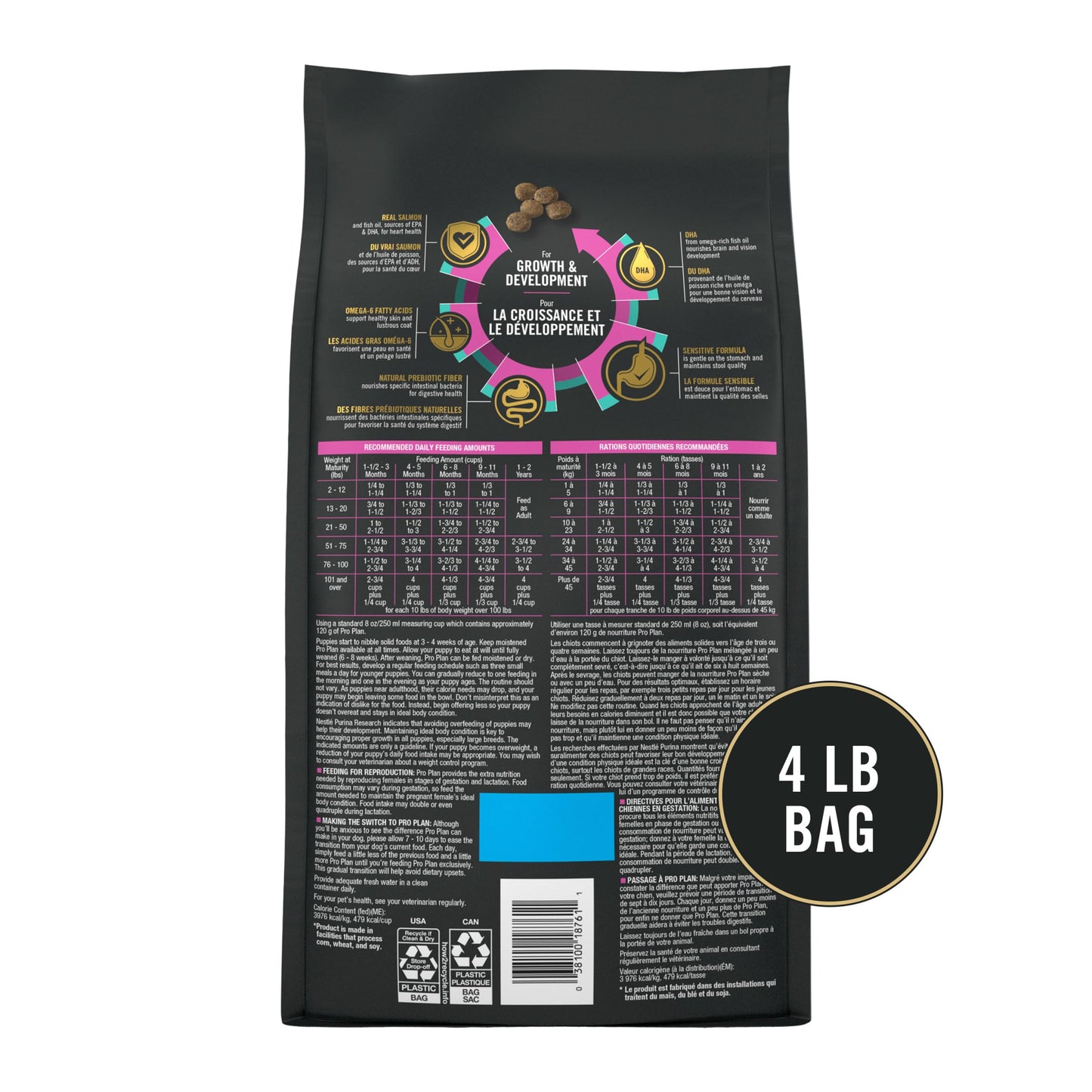 Purina Pro Plan Dry Puppy Food, Development Sensitive Skin & Stomach Salmon & Rice - 1.81 kg Bag (1 Pack) Pro Plan