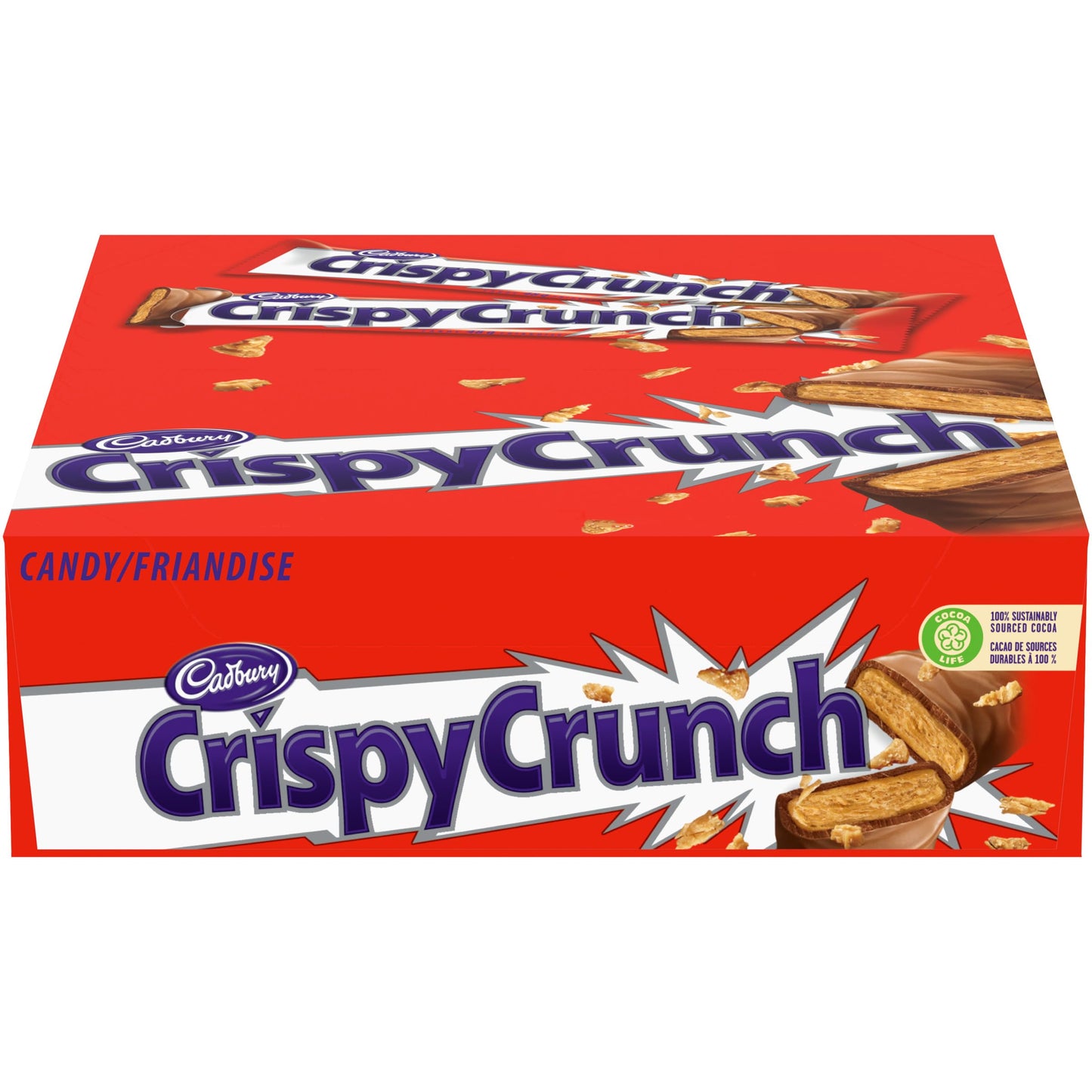 Cadbury Crispy Crunch Chocolate Bars, 48g Each - Box of 24 Individual Wrapped Pieces