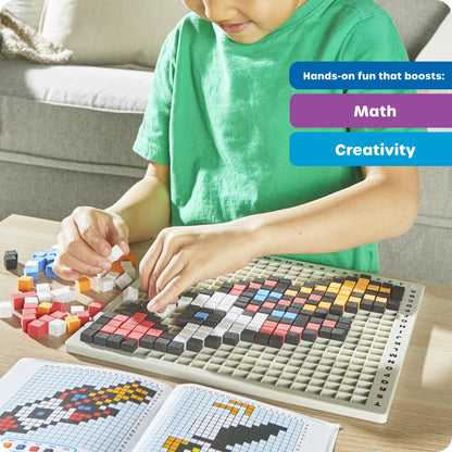 Learning Resources STEM Explorers Pixel Art Pro - Critical Thinking, Math Manipulatives, Problem Solving Skills, Pattern Blocks, Brain Games, Montessori, Fine Motor Skills, Gifts for Boys and Girls