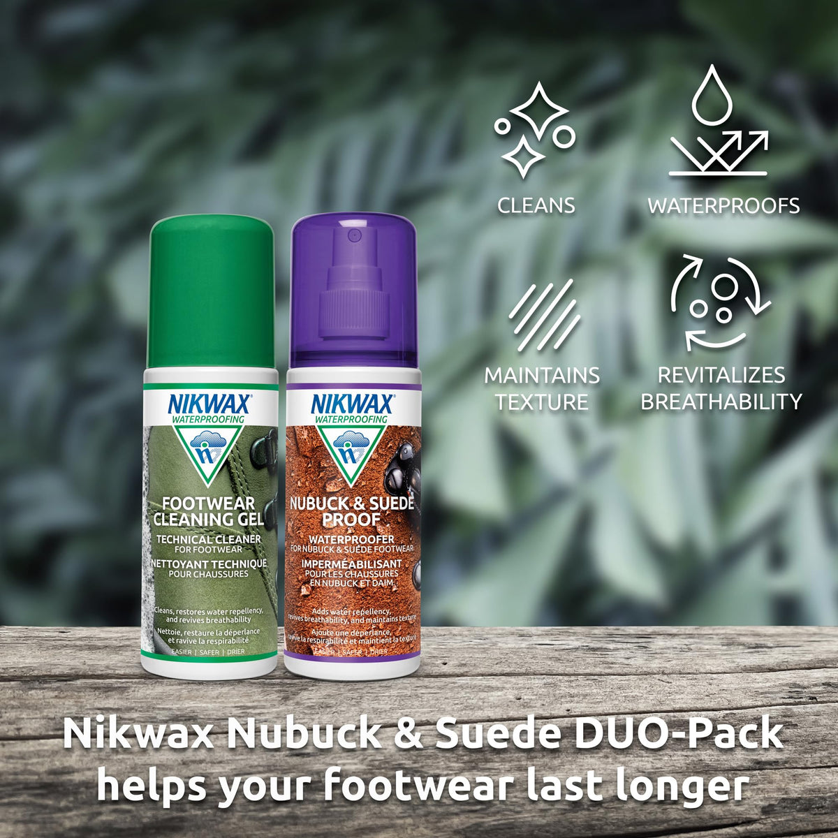 Nikwax Nubuck & Suede Footwear Clean/Waterproof Duo-Pack, 125ml