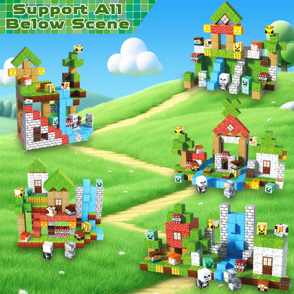 ToyUnited 200 Pieces Magnetic Blocks Jumbo Forest Castle, Cute Fun Magnetic Building Blocks Montessori Sensory Stacking Toys for Kids Aged 3 4 5 6 7 8 9 10 11 12 Year Old Boys Girls Gift Christmas 🍁 All In One Marketplace Canada