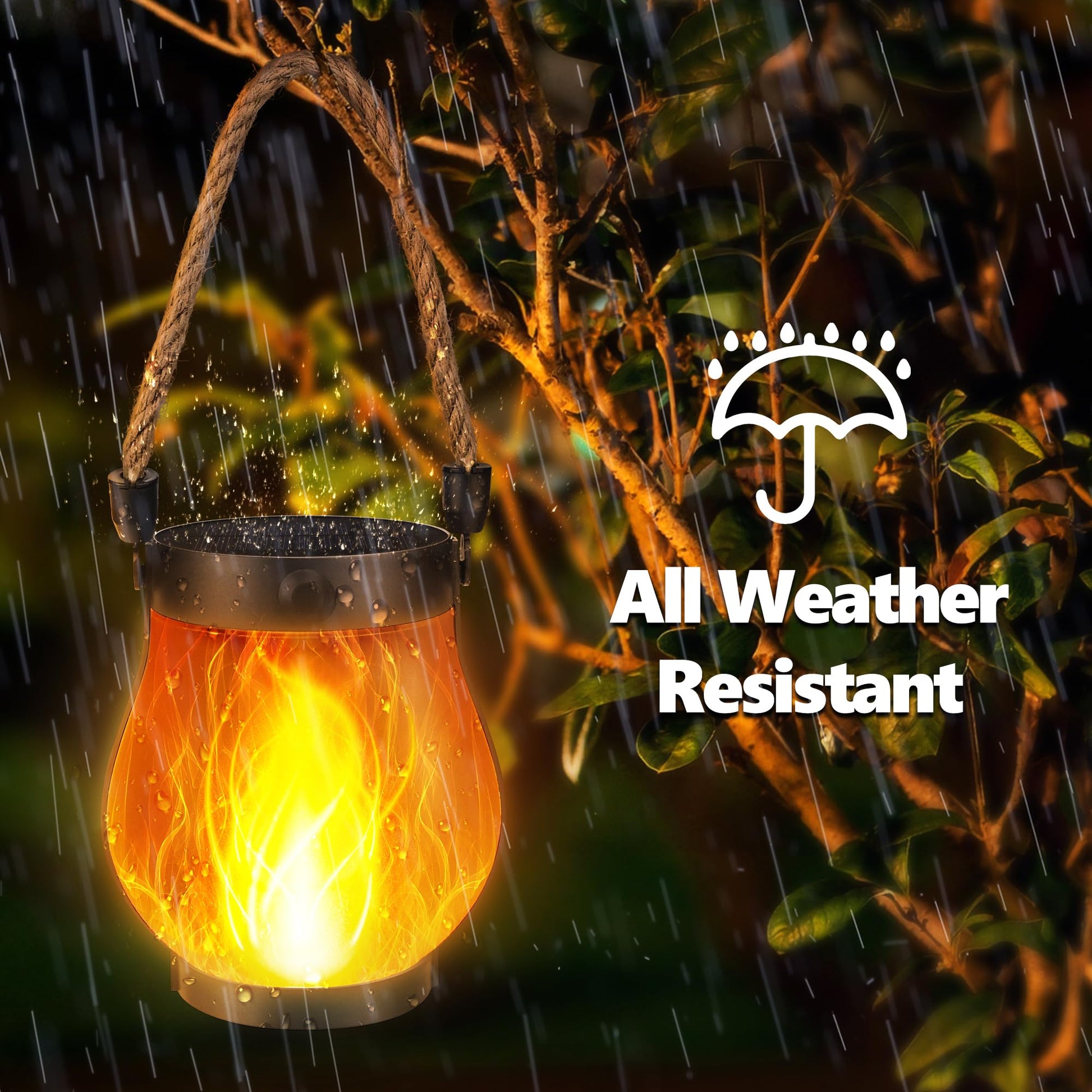 iBaycon 2 Pack Gen2 Solar Lantern Lights USB Ultra-Real Flame, Warm White - Available at All In One Marketplace Canada