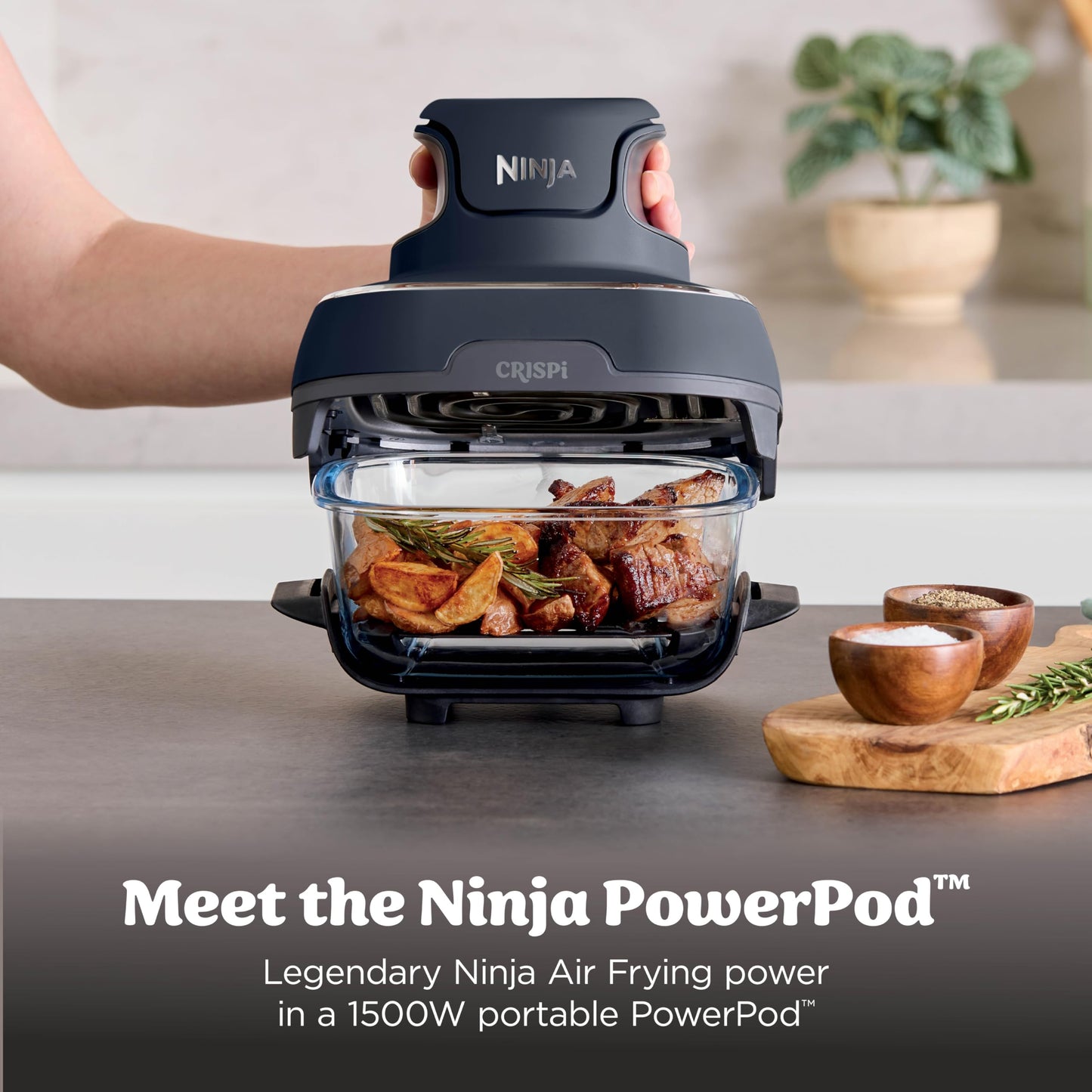 Ninja Crispi Portable Glass Air Fryer Cooking System – 4-Qt & 6-Cup CleanCrisp Containers, Nontoxic, Leak-Proof, Dishwasher Safe – Air Fry, Bake, Max Crisp, Recrisp FN101CGY (Canadian Version) - Available at All In One Marketplace Canada