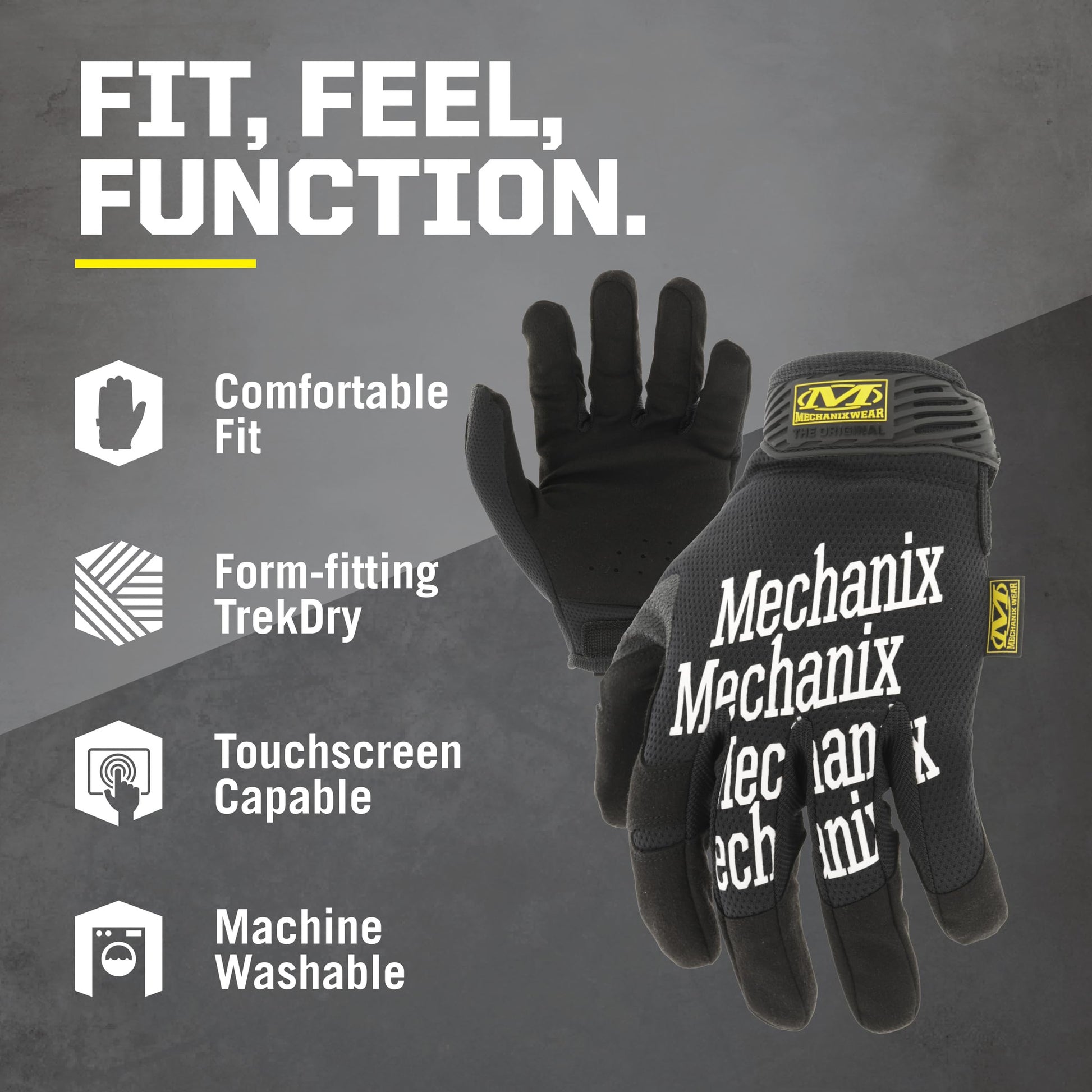 Mechanix Wear: The Original Work Glove with Secure Fit, Synthetic Leather Performance Gloves for Multi-purpose Use, Durable, Touchscreen Capable Safety Gloves for Men (Black, Large) Mechanix Wear