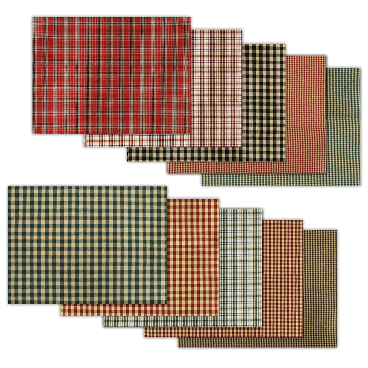 Christmas Plaid Fabric 10Pcs - Vintage Buffalo Plaid Checkered Tartan Square Quilting Fabric, Retro Gingham Cloth Precut Holiday Patchwork Bundles for Xmas Sewing Project, DIY Crafts - 19.7x15.7inch 🍁 All In One Marketplace Canada