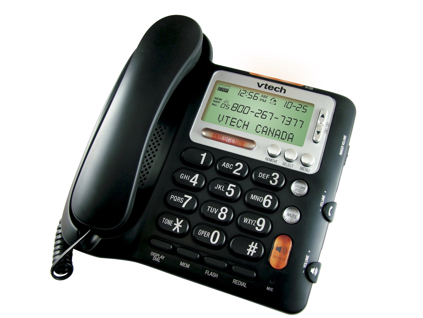 VTech CD1281 Corded Big Button Telephone with Speakerphone, Volume Boost, Caller ID, Desk or Wall Mount (Not Answering Machine) VTech