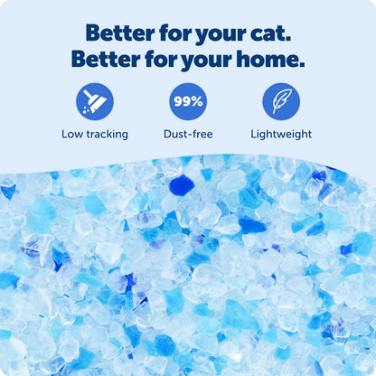 PetSafe ScoopFree Premium Blue Crystal Litter, Superior Odor Control - Low Tracking for Less Mess - Lasts Up to 1 Month (2 Pack of 4.3 Lb Bag)