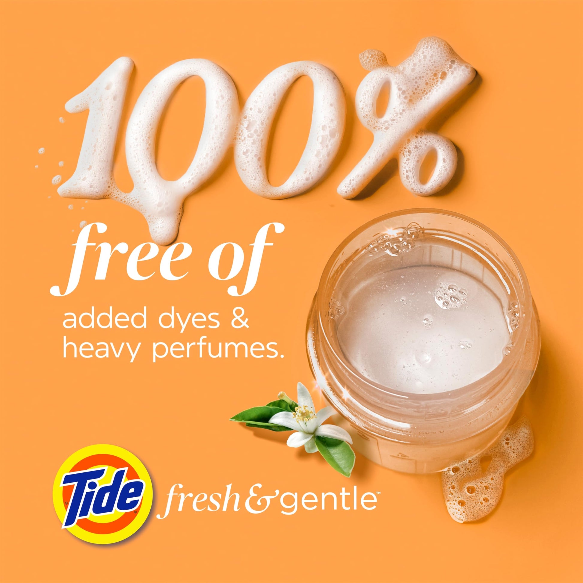 Tide Fresh & Gentle liquid laundry detergent, 100 Loads, Orange Blossom Scent, Gentle laundry soap with nature inspired freshness, 3.9 L Tide