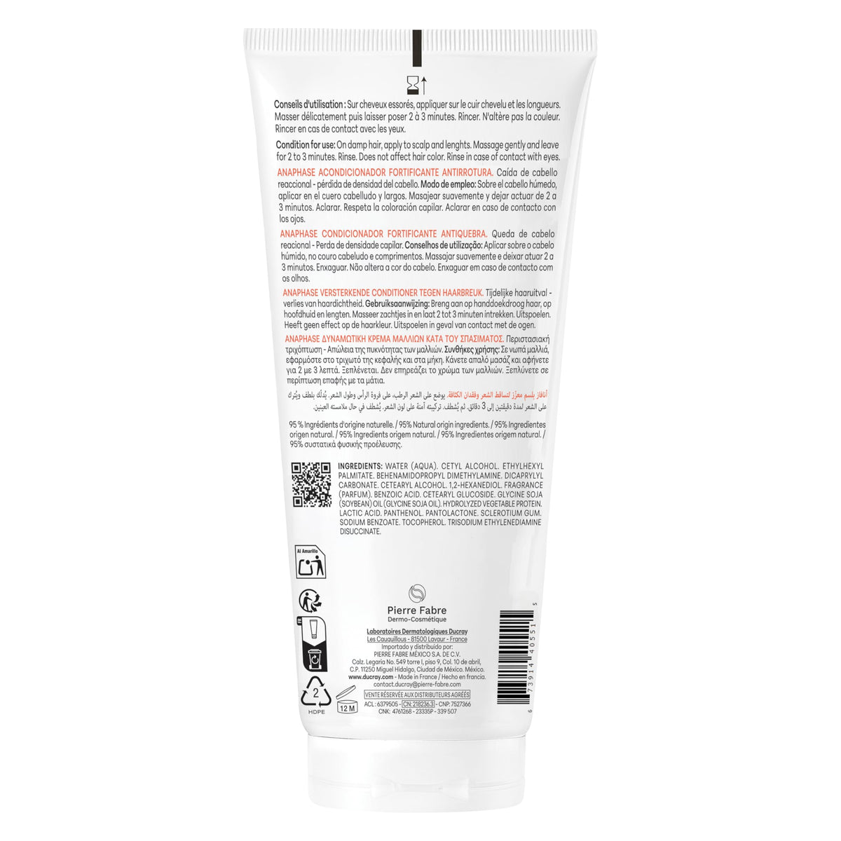 Ducray Anaphase Conditioner, Chronic & Reactional Hair Thinning, 200 ml