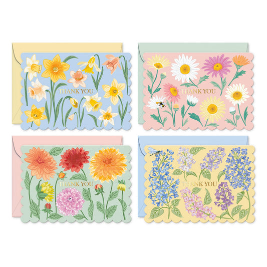 S&O Floral Thank You Cards with Envelopes – 36 Blank Cards – 4 Assorted Sunlit Meadows Designs with Gold Foil – 3.5x5" Pastel Thank You Note Cards – Pink, Green, Yellow & Blue Envelopes - Available at All In One Marketplace Canada