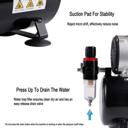 Timbertech Professional Upgraded Piston Airbrush Compressor with Motor Cool Down Fan ABPST08, Max 57PSI, Quiet Airbrush Compressor with Tank for Airbrush Paint, Nails, Tattoo, Makeup, Cake Painting 🍁 All In One Marketplace Canada
