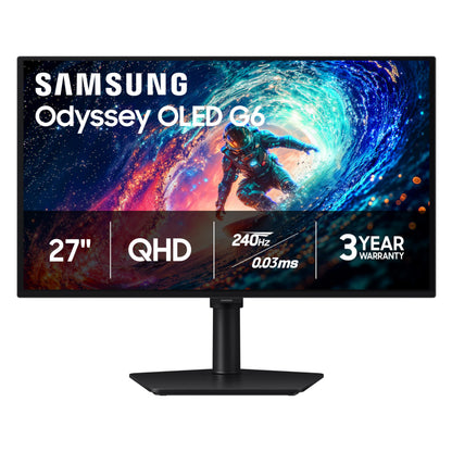 SAMSUNG 27 inch Odyssey G6 QHD OLED Gaming Monitor 240Hz 0.03ms HDR10+ Gsync Freesync DP + HDMI - (LS27HG612SNXZA) [Canada Version] 🍁 All In One Marketplace Canada