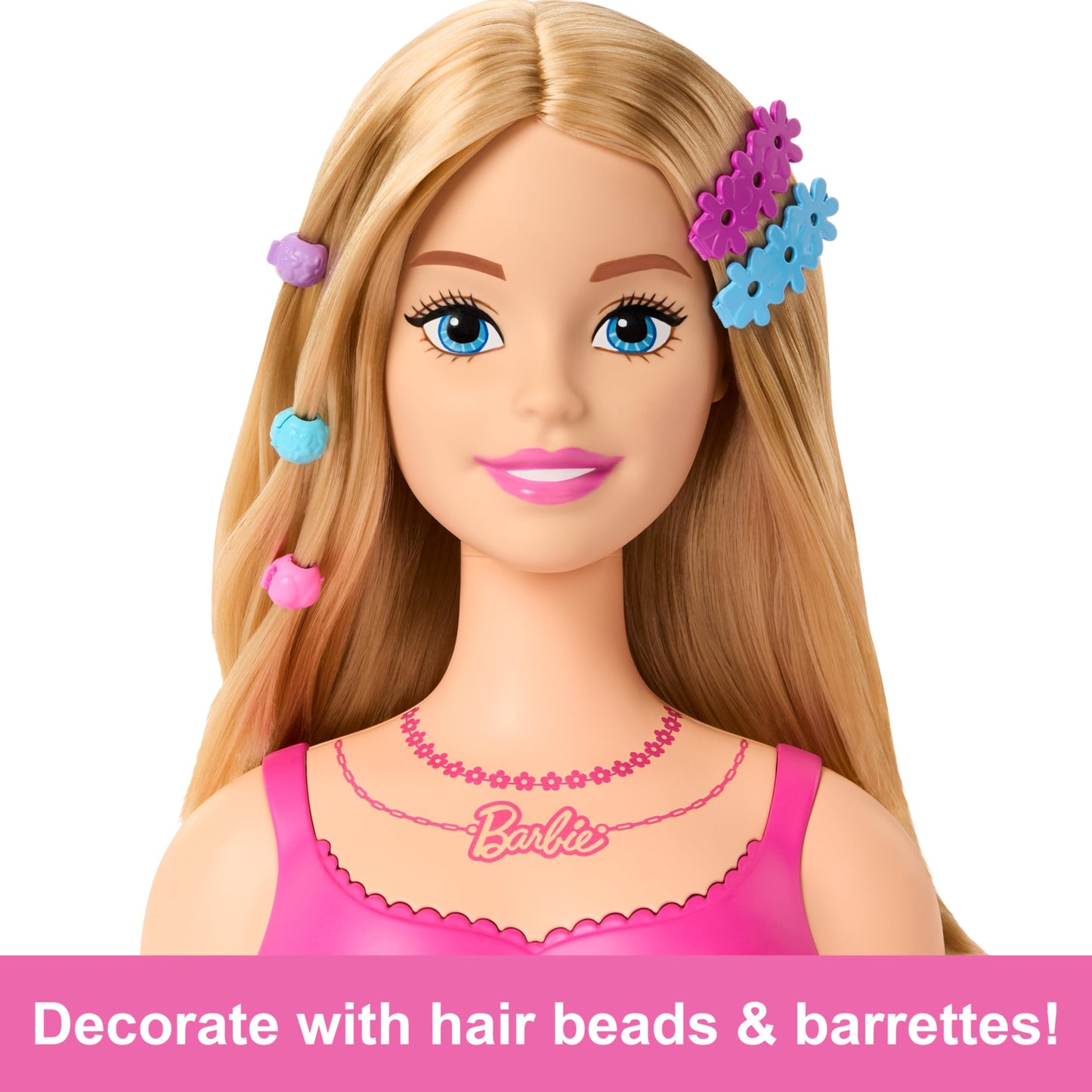 Barbie Doll Styling Head, Blond Hair with 20 Colorful Accessories, Doll Head for Hair Styling Barbie