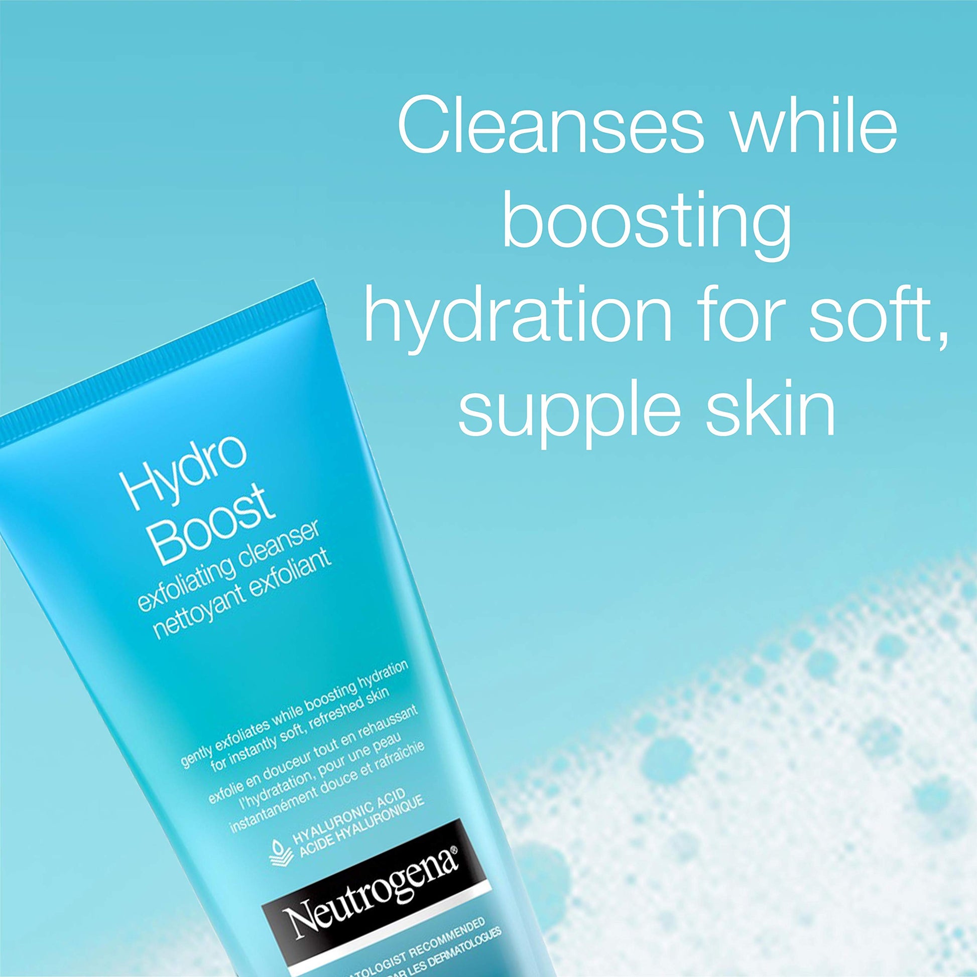 Neutrogena Hydro Boost Exfoliating Face Scrub - Hyaluronic Acid and Aha - Gel Cream Face Cleanser - Non-comedogenic - Blue, Pack of 2 (2x141ml) - Available at All In One Marketplace Canada
