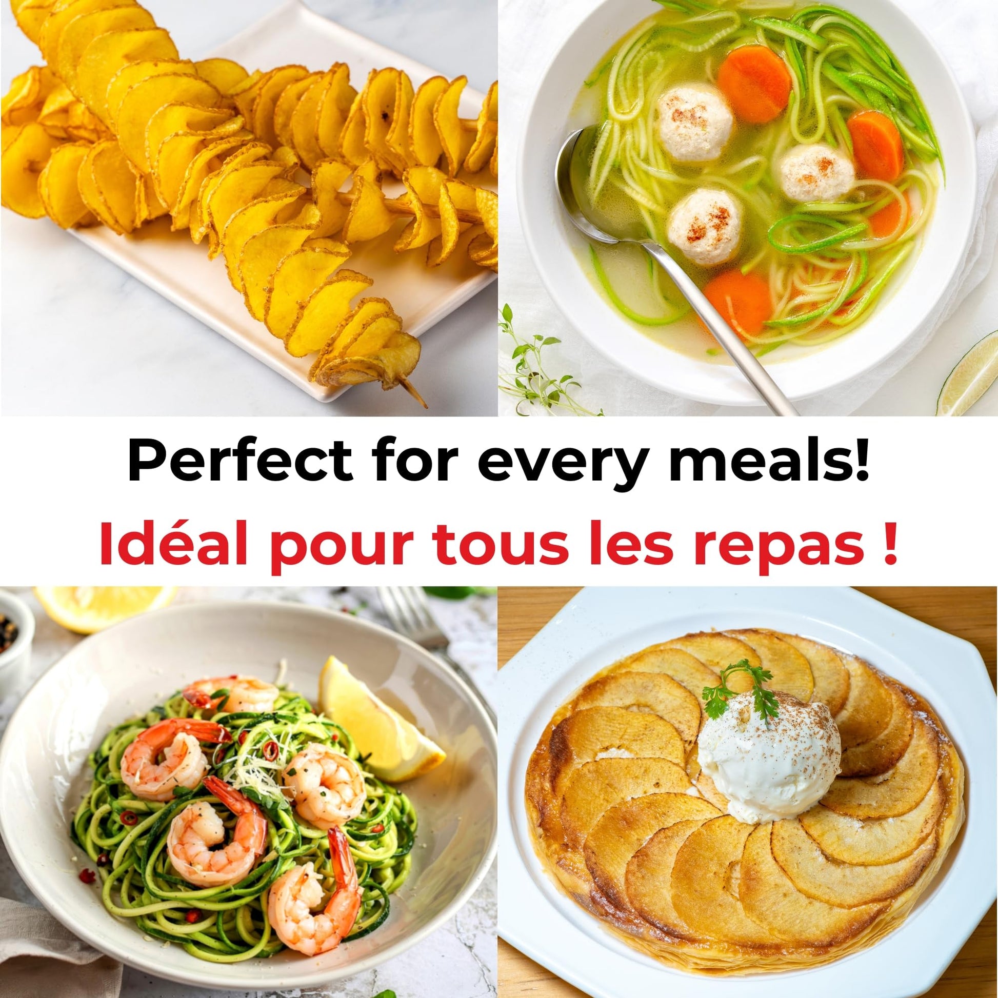 Starfrit Spiralizer, 4 Blades, Veggie Noodle Maker, Suction Base Starfrit