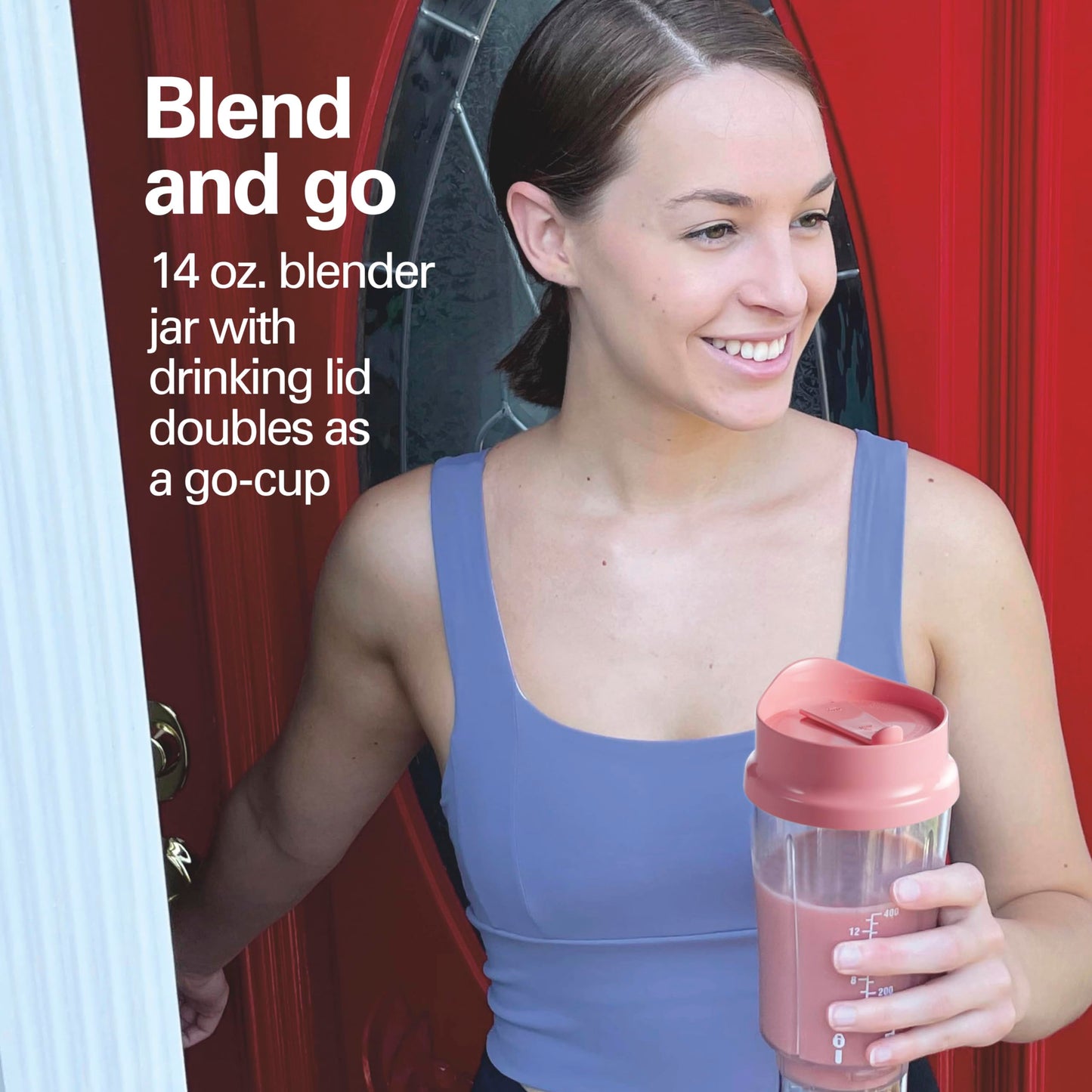Hamilton Beach Personal Blender for Smoothies & Protein Shakes, Portable Single Serve Blender with Travel Lid, 14 oz BPA-Free Jar, 175W, Compact Countertop Blender Coral, 51171 🍁 All In One Marketplace Canada