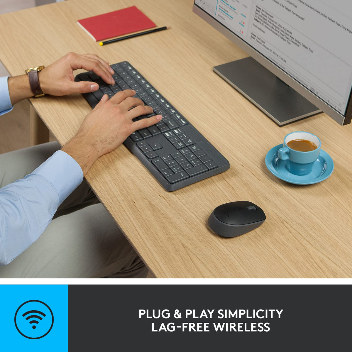 Logitech MK235 Full Size Wireless Keyboard and Mouse Combo