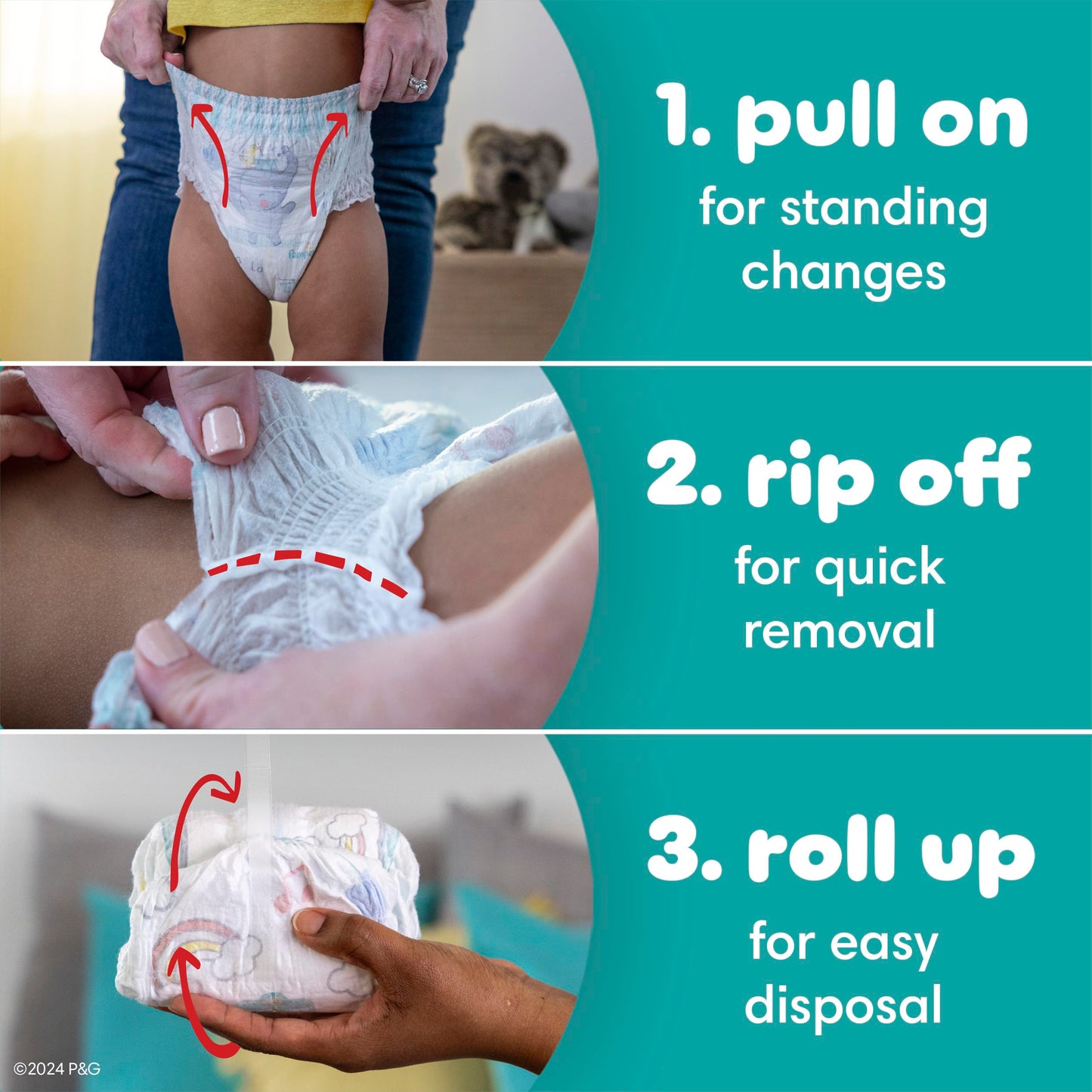 Pampers Swaddlers 360 Pull-On Diapers, Size 3, 120 Count for up to 100% Leakproof Skin Protection and Easy Changes