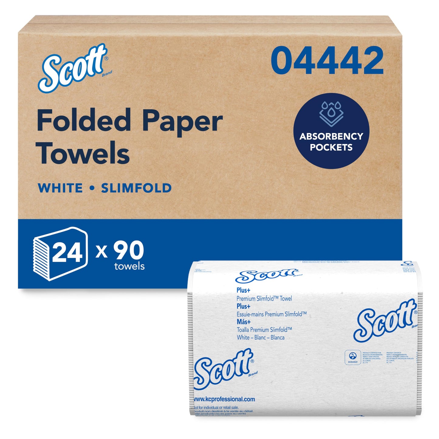 Scott Professional Pro Slimfold Folded Paper Towels, Bulk (04442), Absorbency Pockets, White, for Compatible Kimberly-Clark Professional Dispensers (24 Packs of 90 Sheets, 2,160 Sheet Total) SCOTT PROFESSIONAL