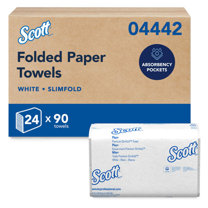 Scott Professional Pro Slimfold Folded Paper Towels, Bulk (04442), Absorbency Pockets, White, for Compatible Kimberly-Clark Professional Dispensers (24 Packs of 90 Sheets, 2,160 Sheet Total) SCOTT PROFESSIONAL