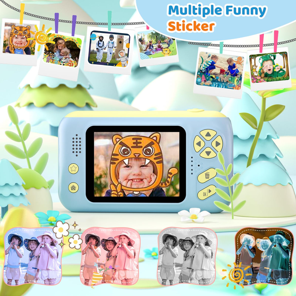 Kids Camera for Boys and Girls HD Selfie Digital Camera for 3-12 Year Old Kids with Tripod & SD Card, Perfect for Christmas & Birthday Gifts Best Festival Gift Blue 🍁 All In One Marketplace Canada