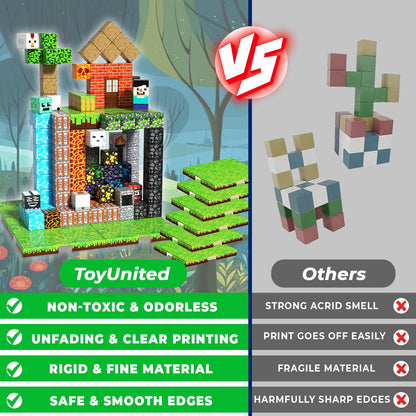 ToyUnited 200 Pieces Magnetic Blocks with 6 Base Plate Cute Fun Game Magnetic Building Blocks Montessori Stacking Sensory Toy for Kids Ages 3 4 5 6 7 8-12 Year Old Boys Girls Gifts Christmas 🍁 All In One Marketplace Canada