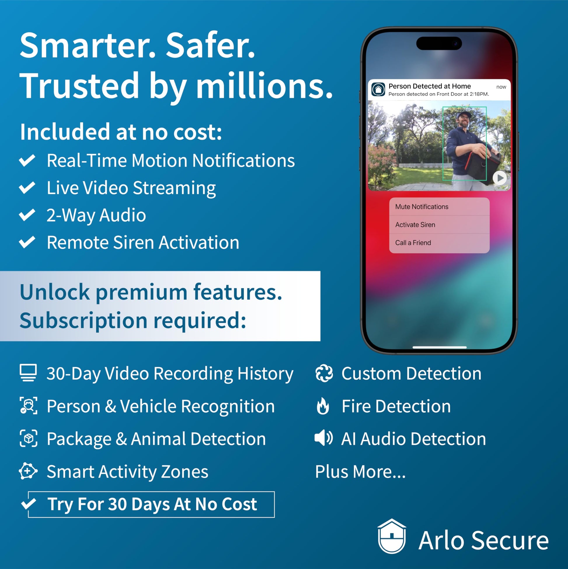 Arlo Essential Security Camera 2K (3rd Gen, 2025 Release) - Wireless Outdoor Camera, Battery Power, Person Recognition, Package Detection, Animated Preview, 1-Month Trial of Secure Plan, 2 Cam, White Arlo