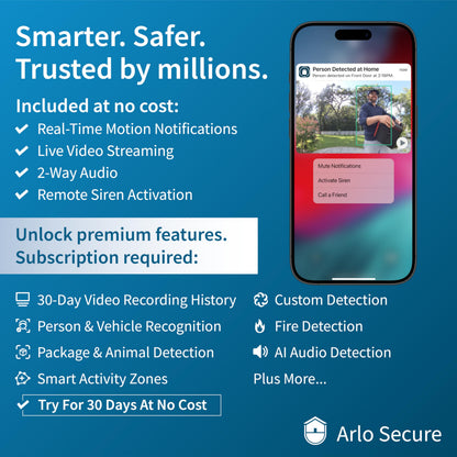 Arlo Essential Security Camera 2K (3rd Gen, 2025 Release) - Wireless Outdoor Camera, Battery Power, Person Recognition, Package Detection, Animated Preview, 1-Month Trial of Secure Plan, 2 Cam, White Arlo