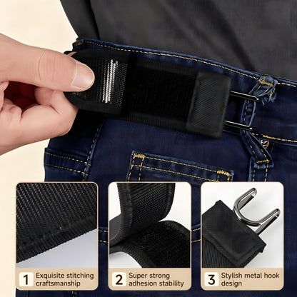 4PCS Buckleless Belt for Men Women, Tactical Metal Hook Elastic Belt, Adjustable No Buckle Side Belt for Pants, Comfortable Stretch Waist Belt for Work Travel Everyday Wear - Available at All In One Marketplace Canada