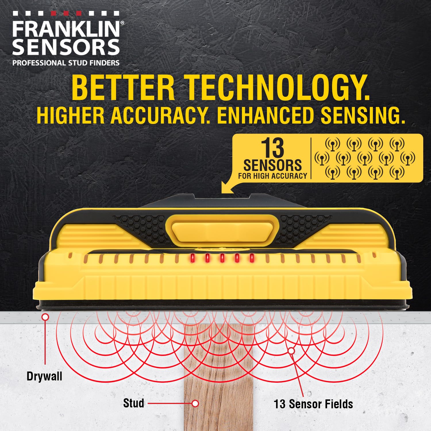 Franklin Sensors ProSensor M210 Stud Finder with 13-Sensors, Wood & Metal Stud Detector/Wall Scanner, Live Wire Detection - Available at All In One Marketplace Canada