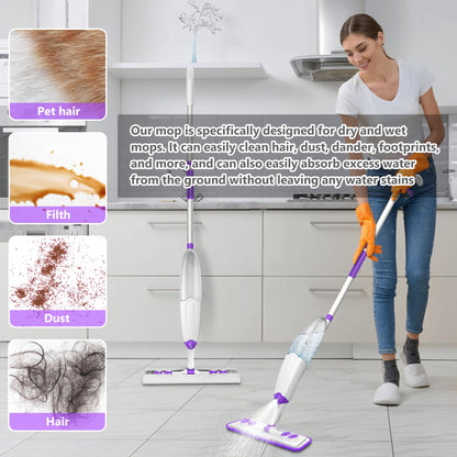 Spray Mops for Hardwood Floor Cleaning, Microfiber Flat Floor Mop with Washable Reusable Pads, Dust Wood Laminate Tile Wet Dry Mopping Head Fit for Disposable Dry Wet Sweeping Refills Cloths - Available at All In One Marketplace Canada